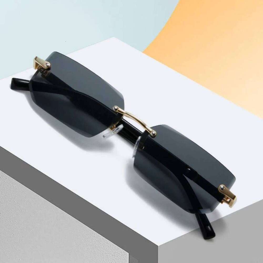 Rimless Sunglasses Rectangle Fashion Women Men Shades Small Square Sun Glasses for Female Male Summer Traveling Oculos Y260207