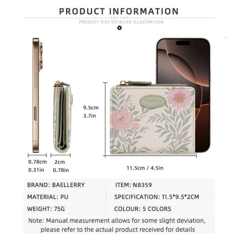 New Multi-Functional Women's Short Ins, Fresh And Multi-Position Floral Wallet, Fashionable Zipper Coin Purse For Women Y260206