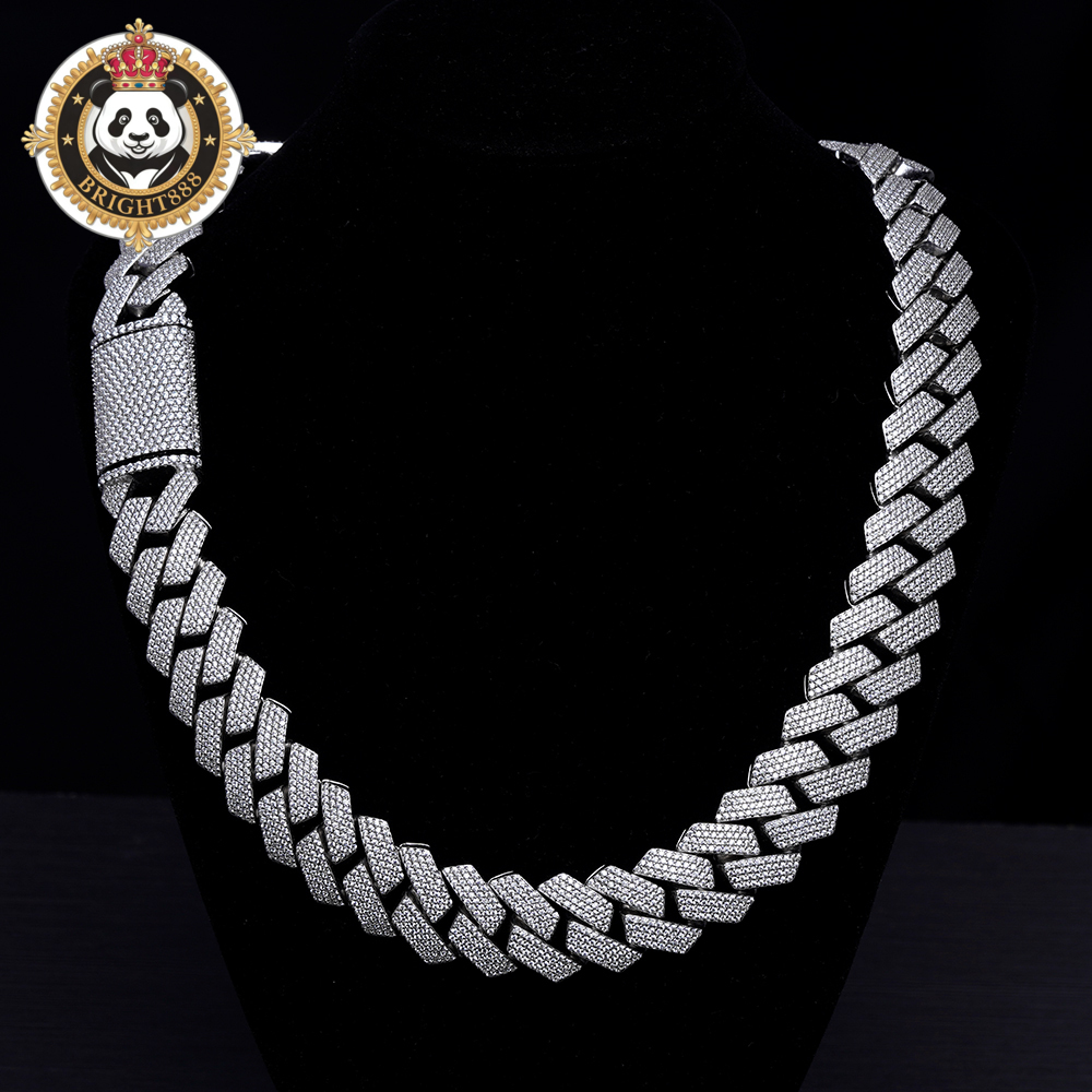 20mm Iced Out Pass Vvs Moissanite Diamond Tester Bling Cuban Link Chain Necklace 925 Sterling Silver Men Hip Hop Cuban Link Chain