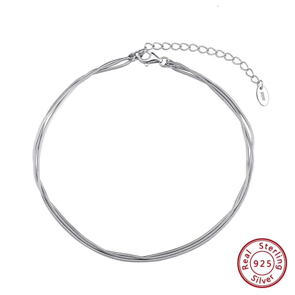 KISS MANDY Summer 925 Sterling Silver Chain Anklets For Women Foot Round Snake Chain Jewelry Layered Link Chain Accessory SA76 260107