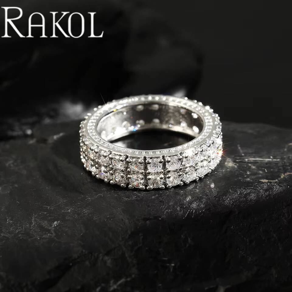 Lakol ZPR1602 Street Domineering Punk Hip-Hop Style Zircon Inlaid Couple Rings