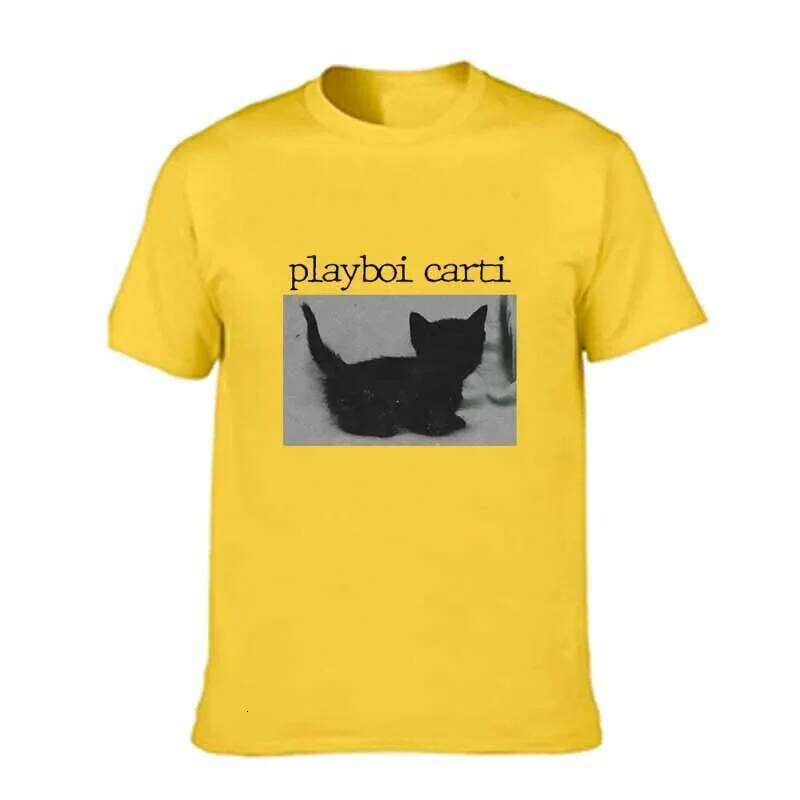 Summer Playboi Carti Oversized Hip-Hop Shirts Cute Cat Harajuku Print Regular Mens Tops Quality Rapper T Shirt Jogging Tee C260207