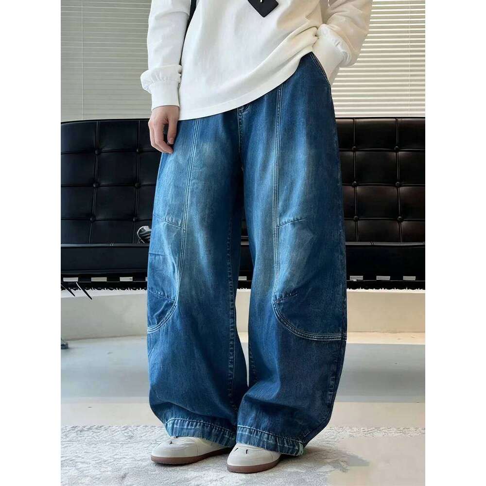 Amax LuluE 2026 Spring Vintage Soild Jeans Womens Korean Design Fashion Denim Pants Ladies Classic Causal Loose Elegant Trousers