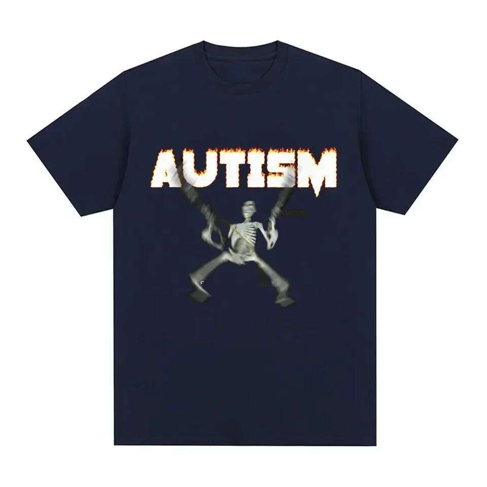 Autism Skeleton Meme T Shirt Humor Funny Skull Men Women Fashion Hip Hop T-shirt Casual Cotton Short Sleeve Oversized T-shirts C260207