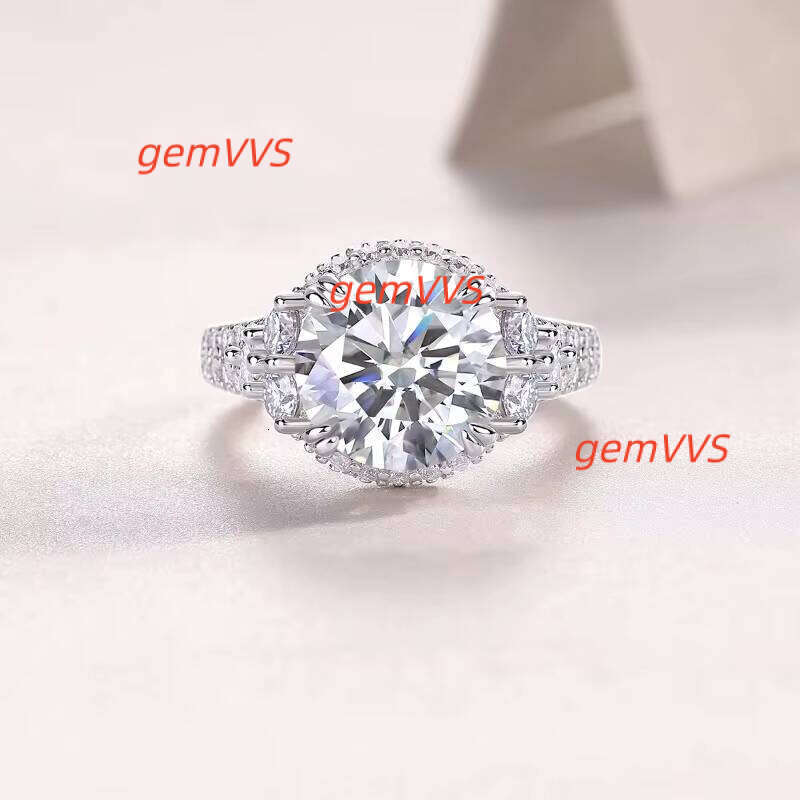 5Ct Round D Color Full Wedding Bands 5Ct 925 Silver Moissanite Women Ring With Certificate
