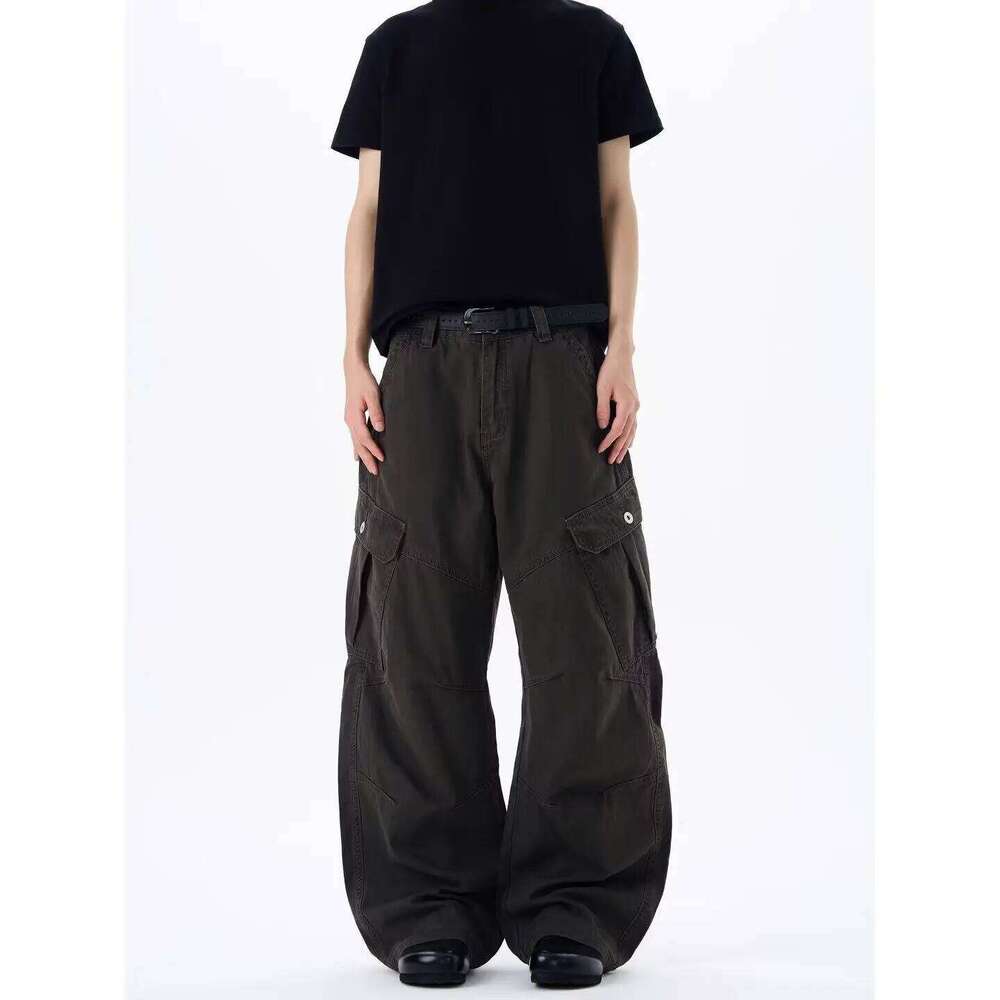 Men's Multi-pocket Casual Cargo Pants Street Style Cool Boy Spring Sweatpants Male Personality High Waist Trousers