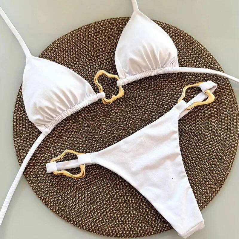 Sexy White Bikinis Women's Swimwear Female Swimsuit For Swimming Wear Bathing Suits Brazilian Bikini Set Beachwear Pool Bather C260207