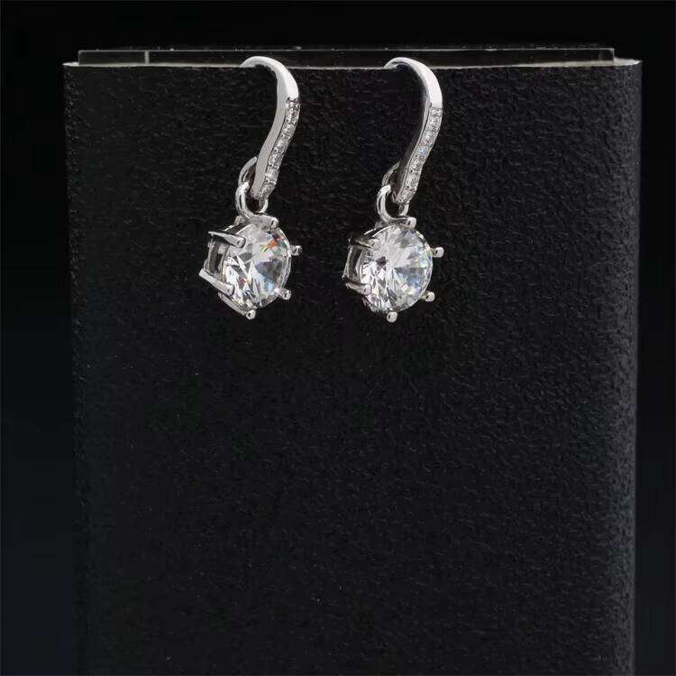Luxury 10K White Gold Drop Moissanite Earrings For Women