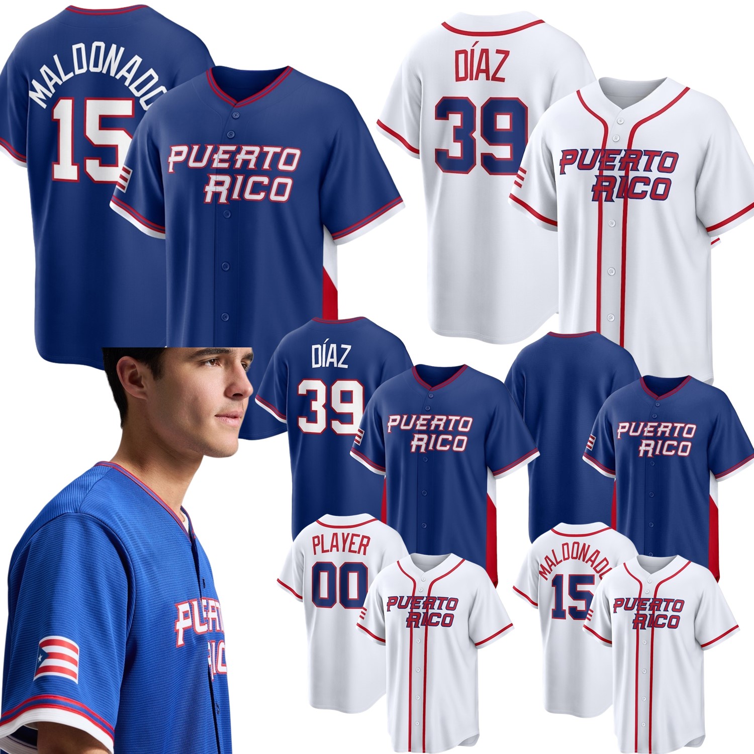 Team Puerto Rico 2026 WBC World Baseball Classic Jersey Yadier Molina Edwin Diaz Martin Maldonado Nolan Arenado Roberto Clemente Cortes Rivera Arroyo Cruz Ramos