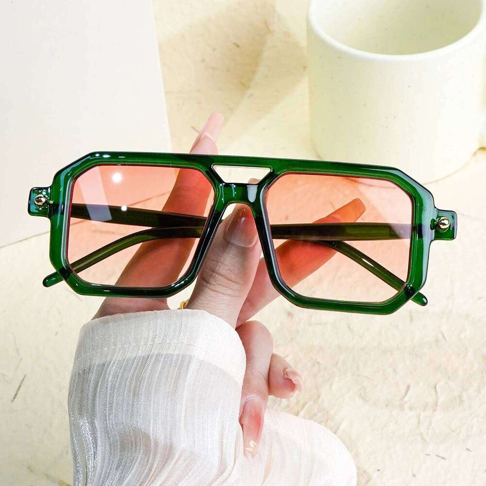 Retro Double Bridge Sunglasses, Unisex UV400 Trendy Eyewear, Stylish Streetwear & Outdoor Driving Accessory, Casual Daily Wear Y260207