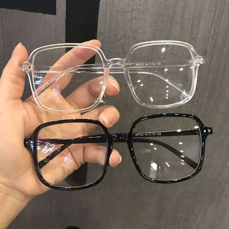Square Polygon Frame Plain Fashion Lenses Blocking Glasses Black Transparent All Can Match Men Women Y260207