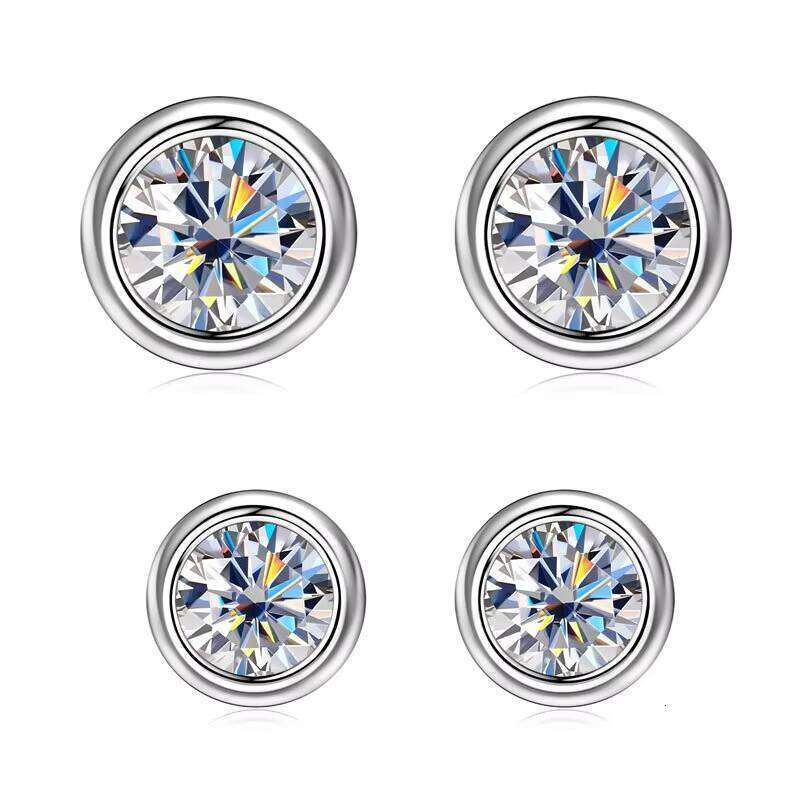 1.2 Carat Round Moissanite Earrings S925 Silver Bubble Simple Fashion Ear Women Stud Jewelry For Lovers