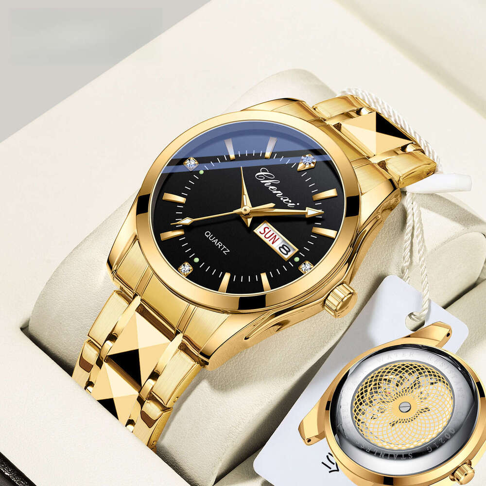 Luxury Business Watch Transparent Classic Business Men's Dual Calendar Luminous Waterproof Quartz Watch High end designer watches Multi-functiona