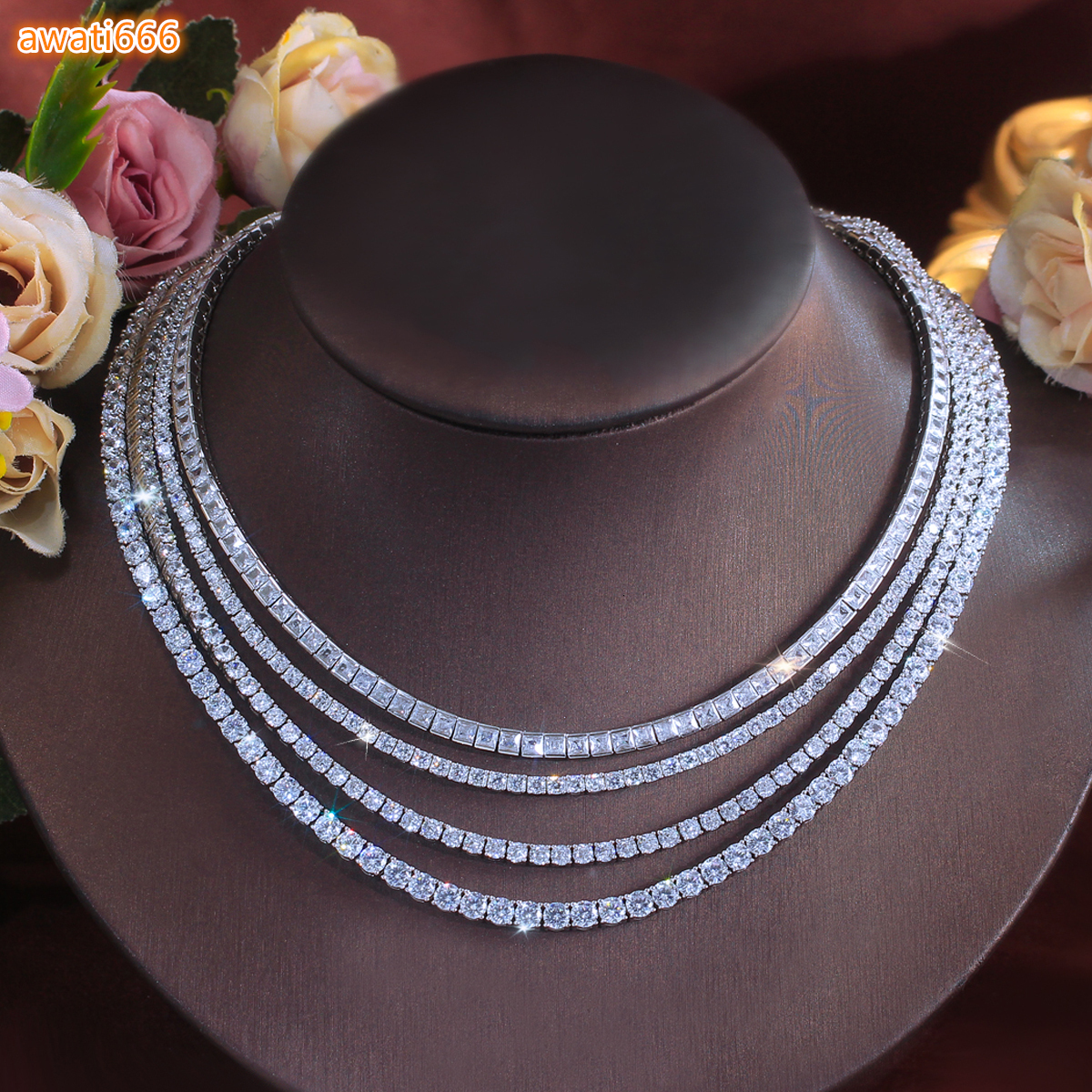 Ready to Ship Customize Jewelry Product 17inches 25mm 3mm 4mm Moissanite VVS S925 Sterling Silver Table Tennis Necklace for Women Man