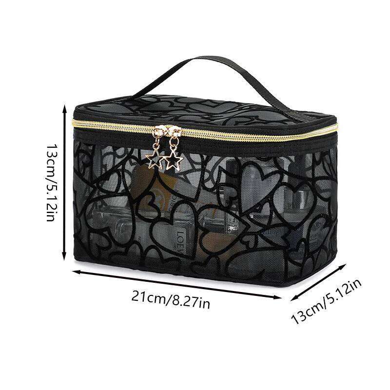 Love style storage hand-held bag, can be classified, mesh makeup bag Y260206