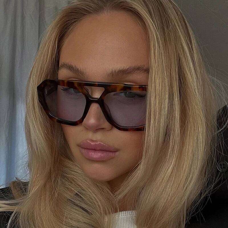 5set Large Frame Square Sunglasses Fashion New Retro Double Bridges Sun Glasses Female Luxury Designer Lady Eyewear UV400 Y260207