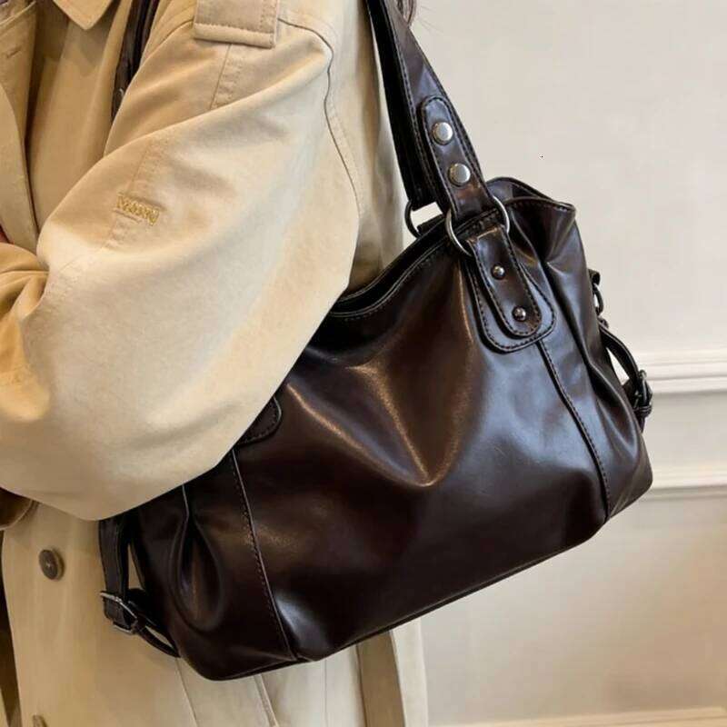 Large Capacity Vintage European American Style Tote Women Shoulder Crossbody Handbag Fashion Casual Commuter Top Handle Bag C260207