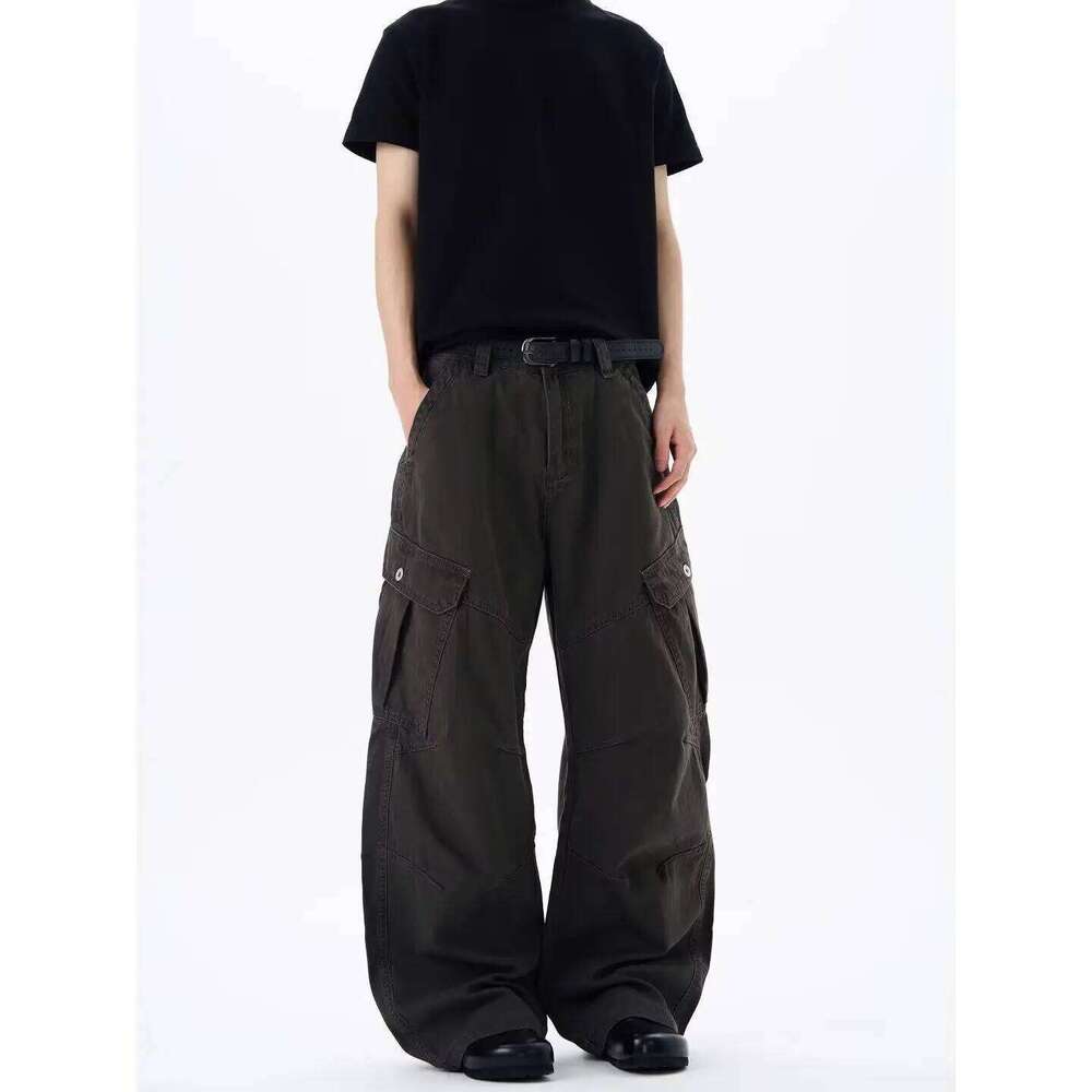 Men's Multi-pocket Casual Cargo Pants Street Style Cool Boy Spring Sweatpants Male Personality High Waist Trousers