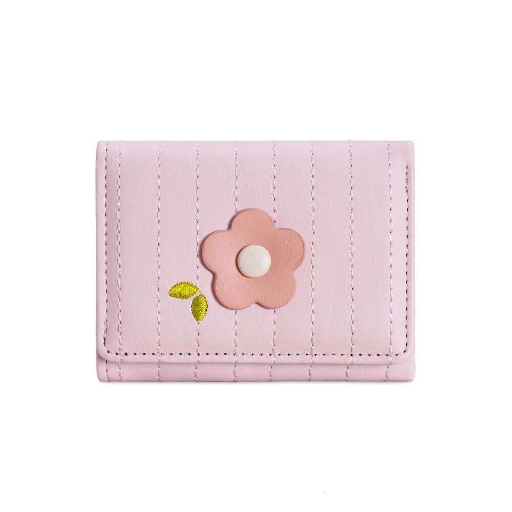 Fashion PU Leather Short Wallet Flower Fresh Candy Color Coin Purse Card Bag Gift Y260206