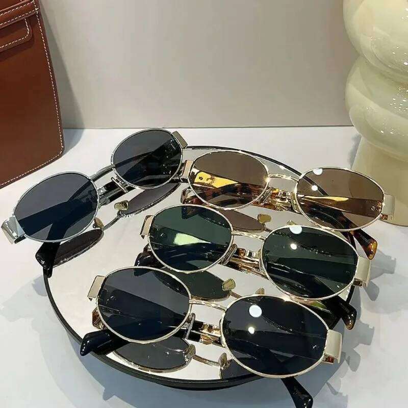 2025 Eyewear UV400 Fashion Sun Glasses Retro New Metal Oval Sunglasses Women's Classic Sunscreen Eyeglasses Y260207