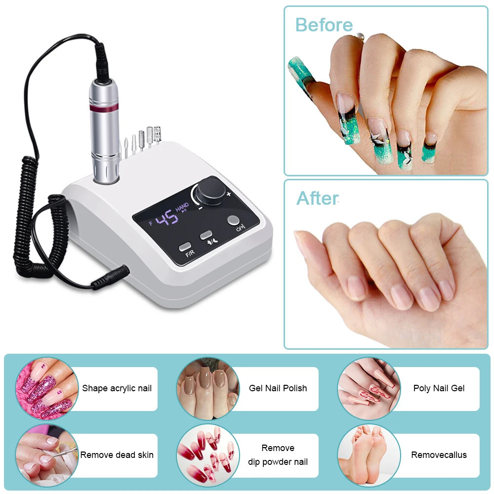 45000 RPM Electric Nail Drill Machine for Nails File HD Display Metal Manicure Pen Professional nail lathe Sander 260124