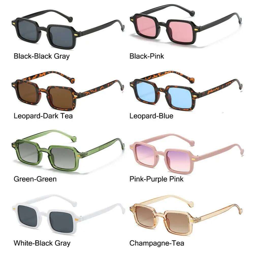 Fashion Square Sunglasses Women New Retro Rivets Decoration Men Leopard Blue Sun Glasses Gradient Shades UV400 Eyewear Y260207