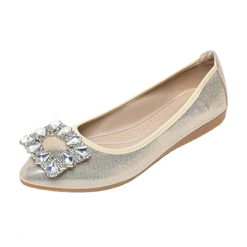 Flat Women Shoes Slip On Rhinestone Fashion Female Loafers Breathable Ballet Flats for Women Large Size 43 44 45 WSH4830 260124
