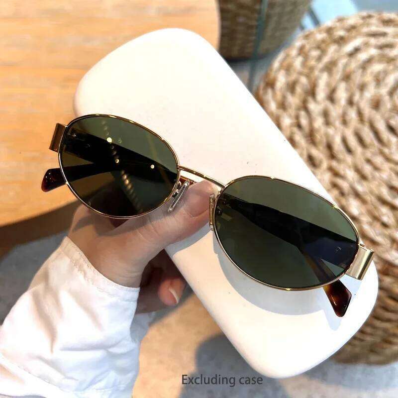 Oval sunglasses for women men trendy metal frame sun glasses classic shades Y260207