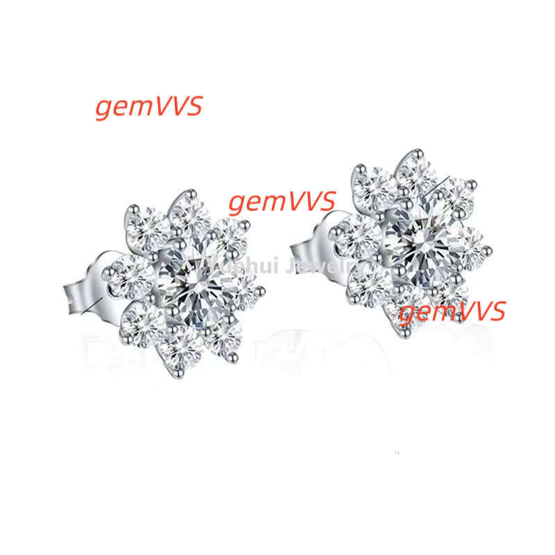 Fashion Jewelry 0.5Ct Flower 925 Silver For Women Vvs D Moissanite Earrings