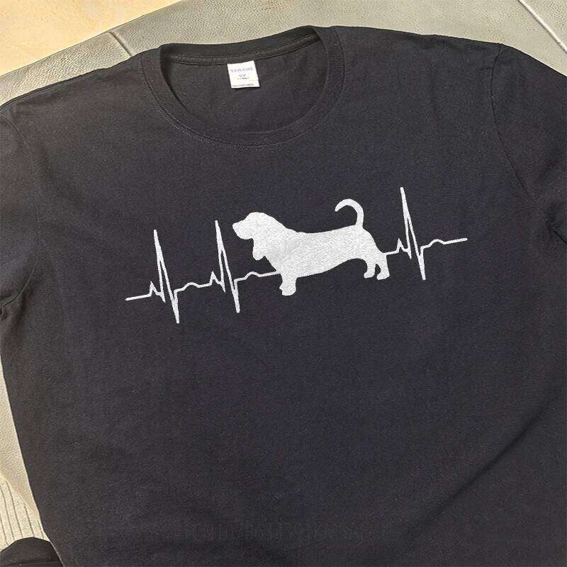 Funny t-shirt Street Wear Men Oneck tshirt Casual Dachshund Heartbeat Silhouette Design Minimalist Teeshirt Teenagers Tee shirt C260207