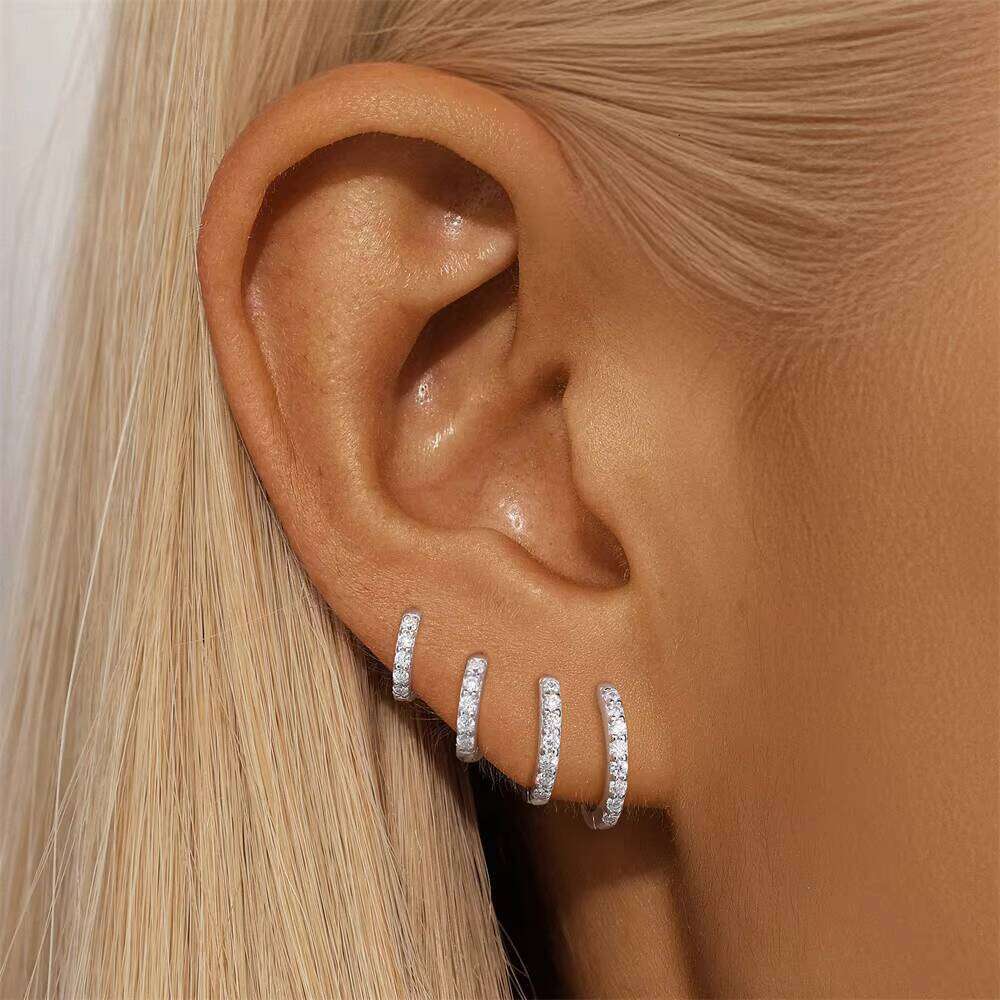 Arier Fine Women New Arrival Moissanite Stone Jewelry 925 Silver 6/7/8/9Mm Classic Minimalist Hoop Earrings