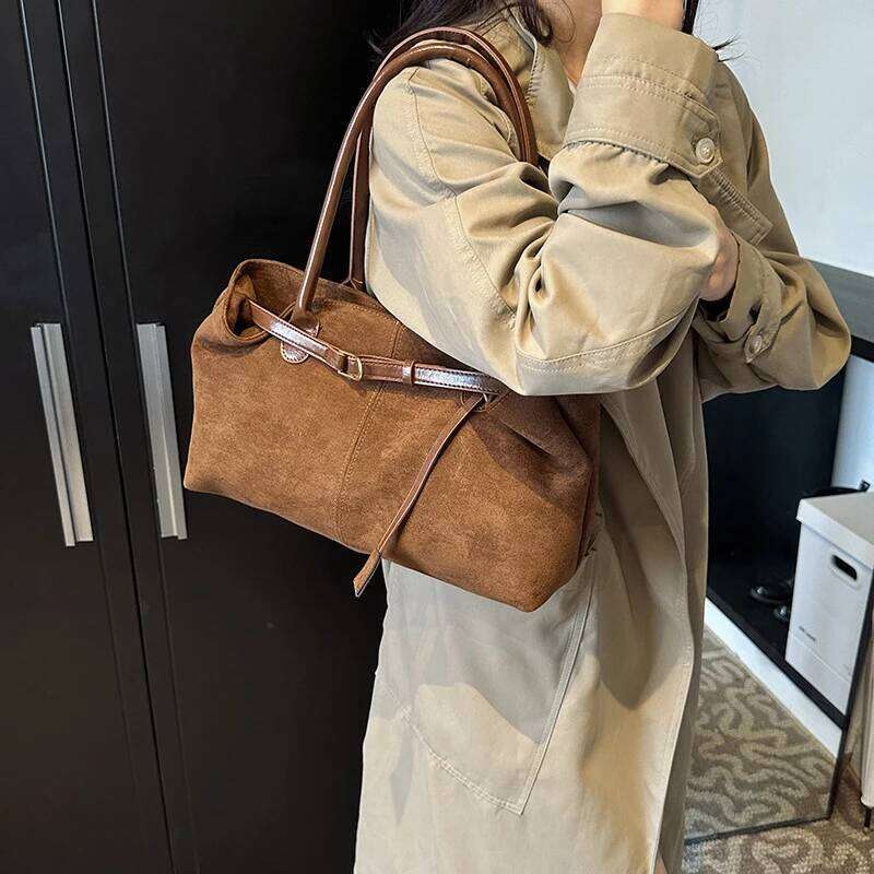 Fashionable Retro Suede Popular European And American Large-capacity Autumn/winter Tote New Simple Commuter Shoulder Bag C260207