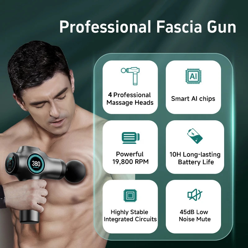 Massage Gun Deep Tissue Muscle Fascia gunMuscle Massage Gun for Pain Relief with 4 Massage Heads 6 Speeds 260129