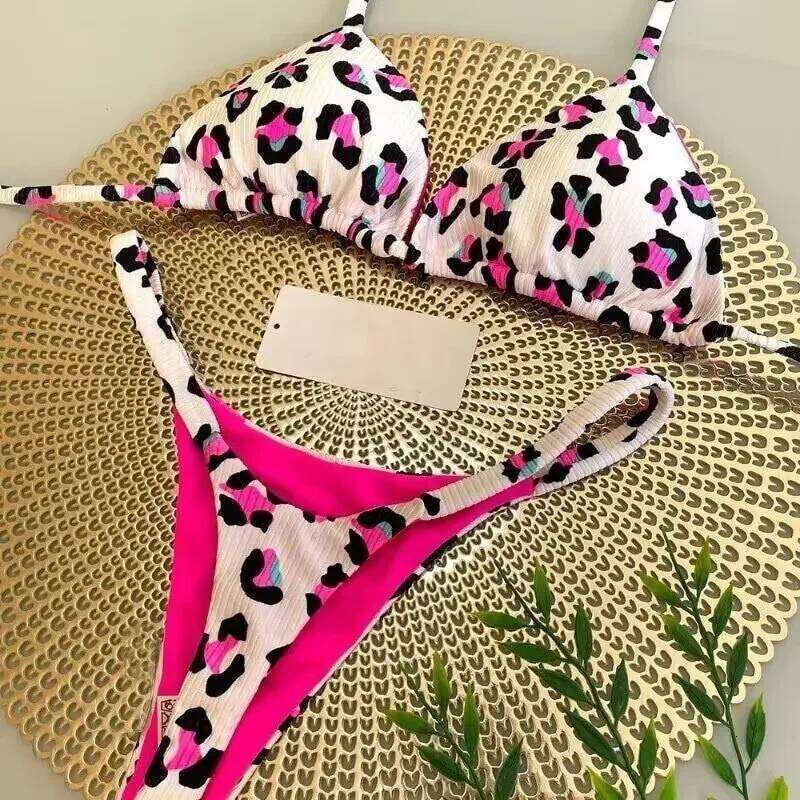 2025 Bikini Women's Split Solid Color Lace-up Sexy Swimsuit 2-piece Set Micro Swimwear C260207