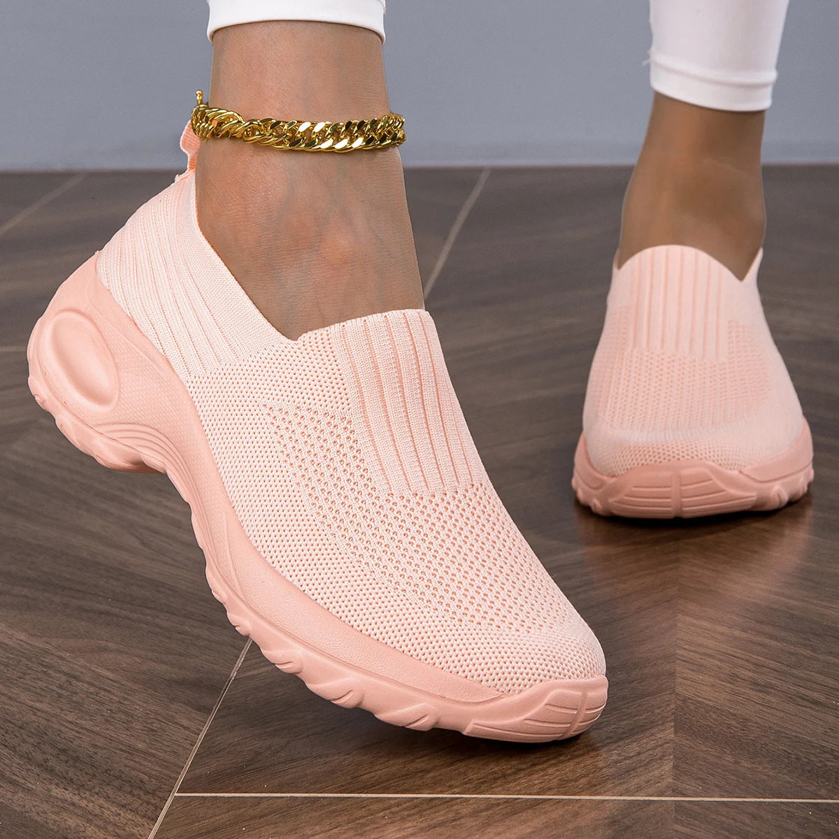 Spring Style Breathable Mesh Upper Comfortable EVA Insole Versatile Autumn Womens SlipOn Flat Casual Sports Shoes 260208