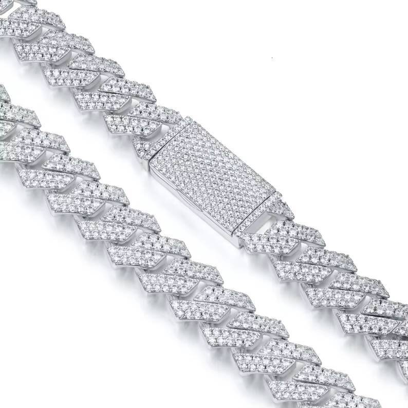 High Quality Iced Moissanite VVS1 Cuban Link Chain 925 Sterling Silver Plated Nickel-Free Lead-Free GIA Certified Hip Hop