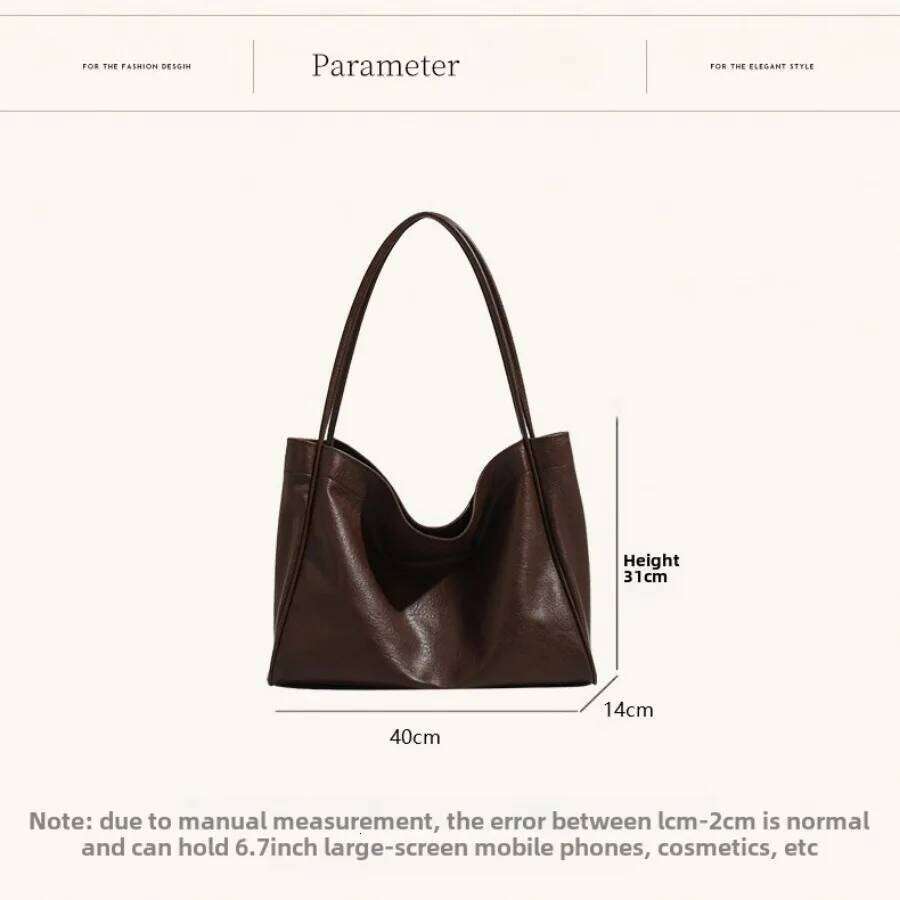 Women's Leather Tote Vintage Large Capacity Commuter High Quality Casual Shoulder Name Bag Handbag C260207