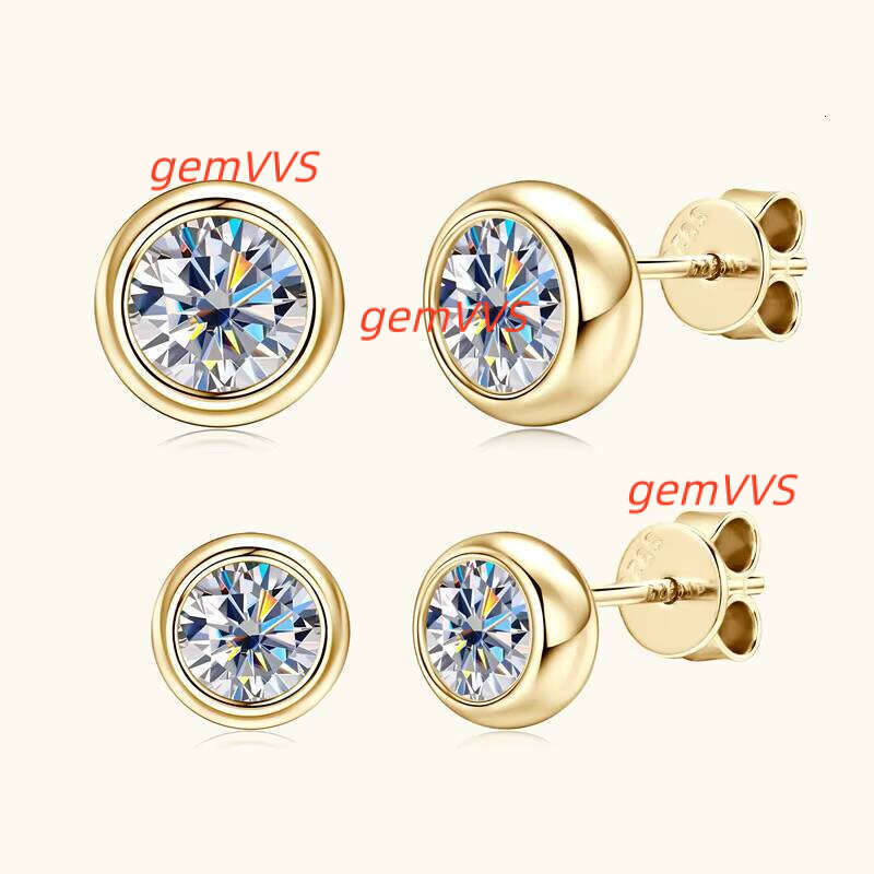 1.2 Carat Round Moissanite Earrings S925 Silver Bubble Simple Fashion Ear Women Stud Jewelry For Lovers