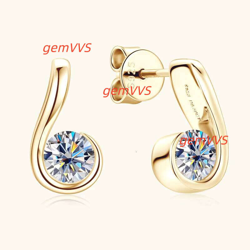 Korean-Style High-Level Design S925 White Silver Jewelry Female Niche Simple Moissanite Earrings Rhodium Gold Plated Jewellry