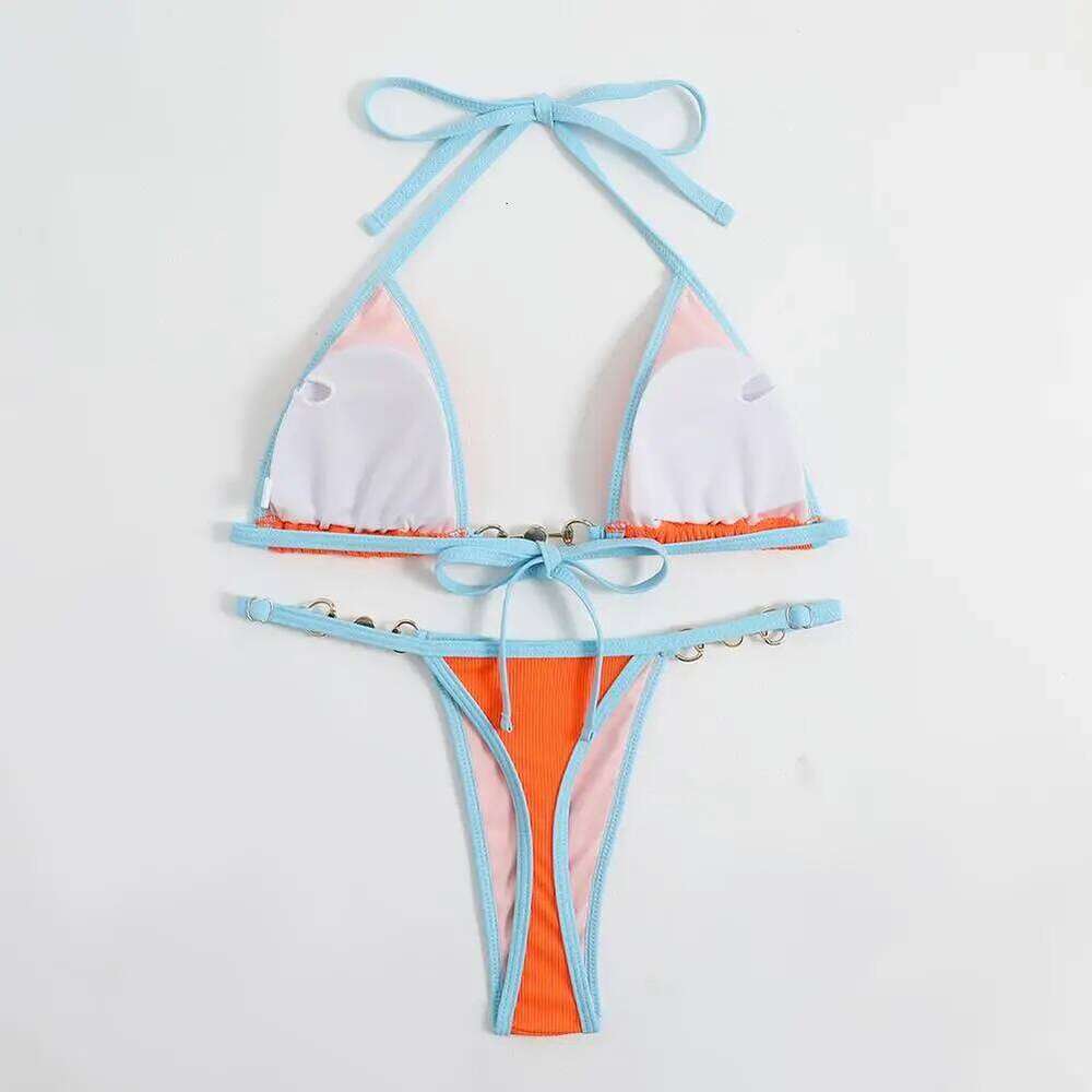 Ladies' Color Block Women's Two-piece Soft Casual Brazilian Underwear Bikini Split Swimsuit Sexy Female Lingerie C260207