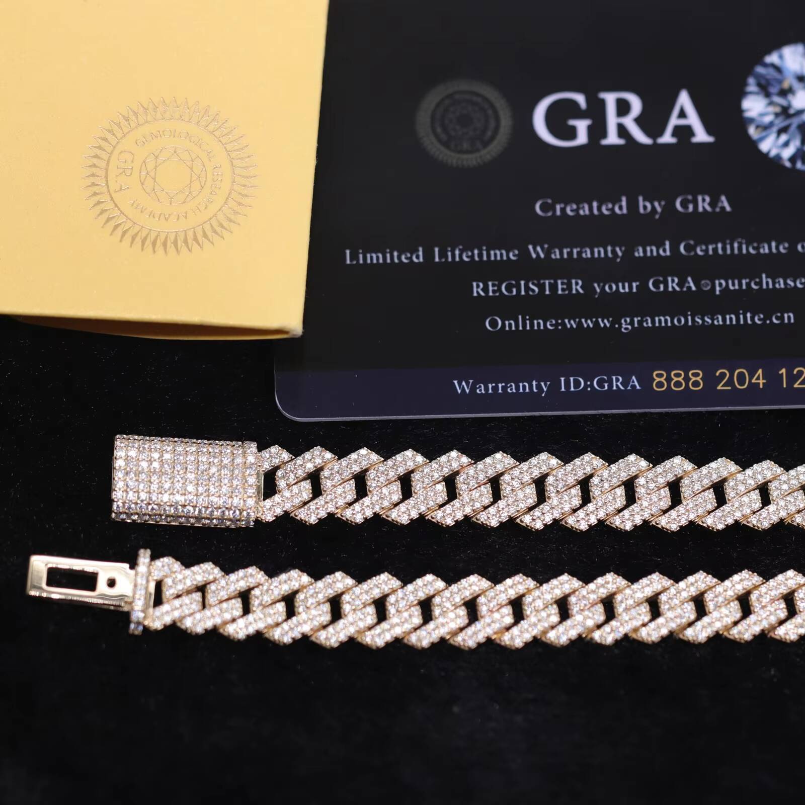 10mm Hip Hop Jewelry Iced Out 7 Inches 10K Gold Cuban Link WhiteVVS Pass Diamond Tester Moissanite Cuban Bracelet