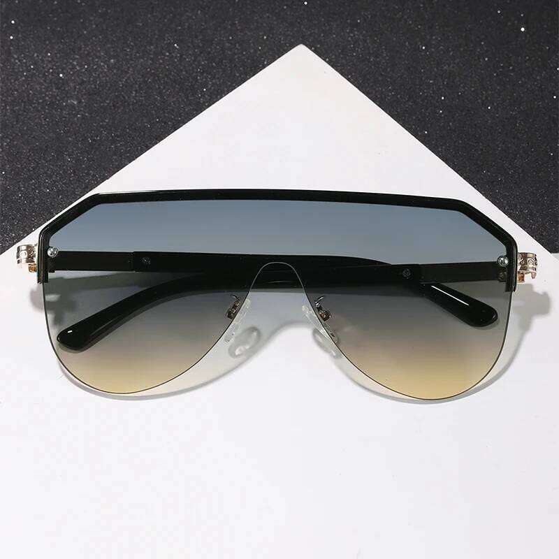 Vaneasel 1pc men women one-piece metal rimless frame trendy fashion versatile sunglasses suitable for daily outing and photo use Y260207