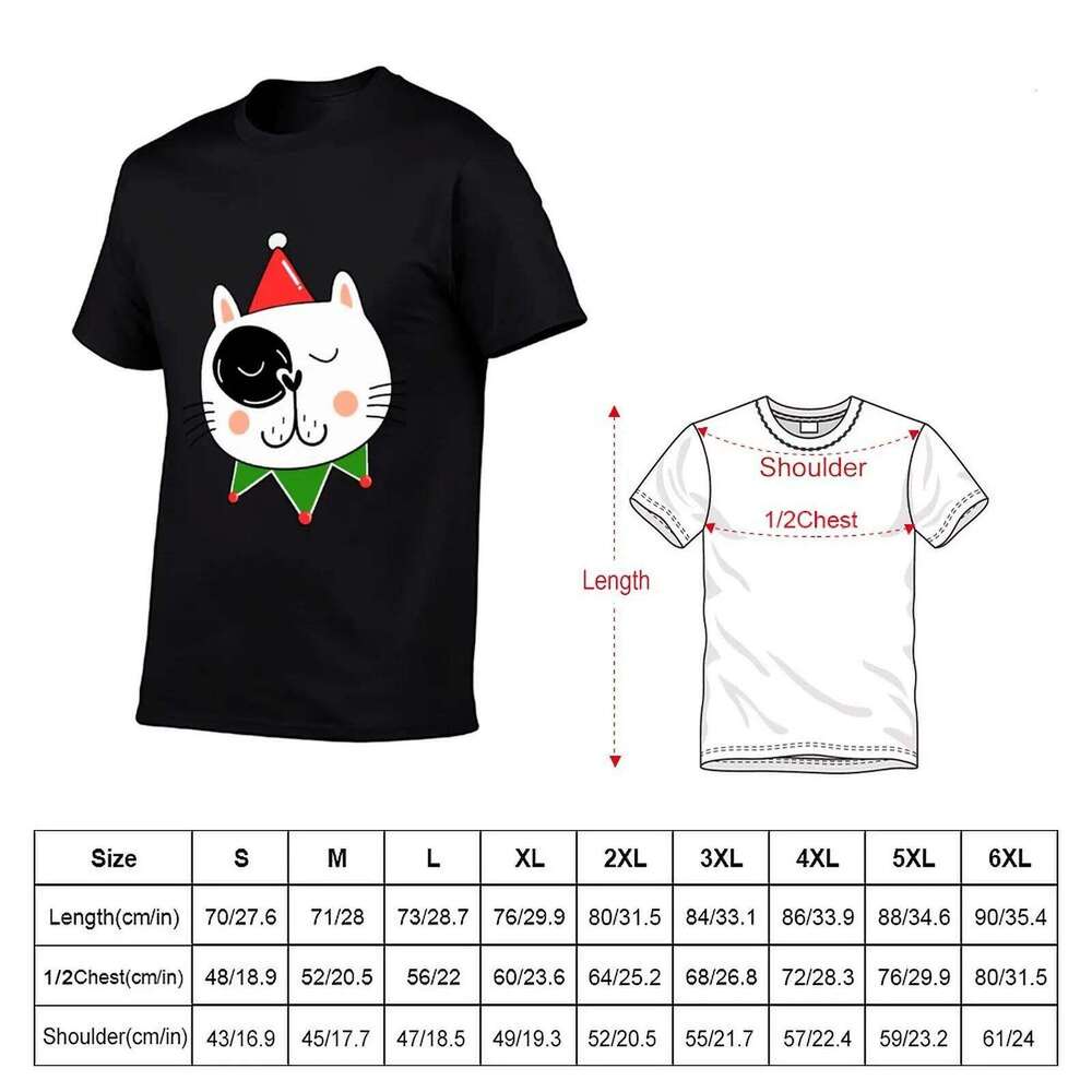 Cute Santa Cat for t shirt man casual T-Shirt C260207