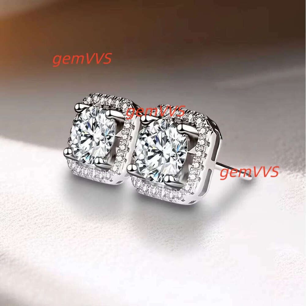1Ct 2Ct Ear Studs Earring Pass Diamond Test Moissanite Stud Earrings For Women Sterling Silver Jewelry