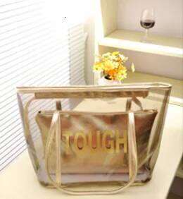 Fashionable Waterproof PVC Half-Transparent Hand Bag for Summer Beach with Small Storage Polyester New Hot Style C260207