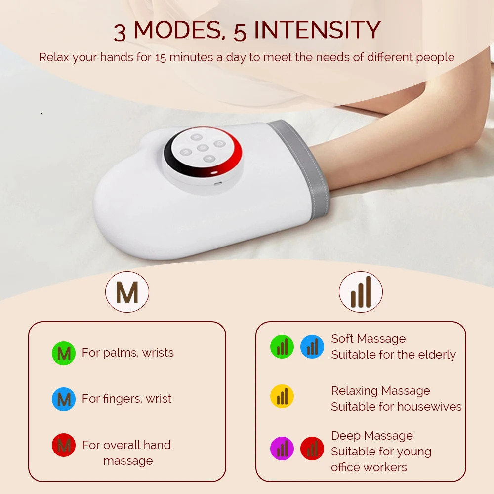 Electric Hand Massager Air Pressure Kneading Wrist Massager Gas-bag Finger Massage Glove Compress Acupoint Finger Masajeador 260129