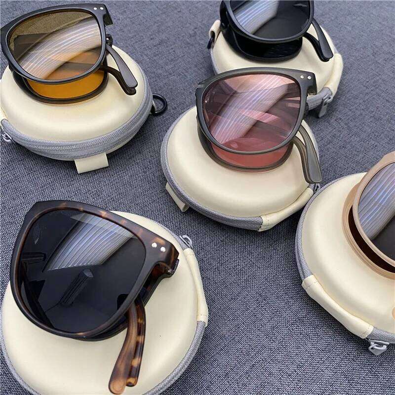 New Fashion Folding Sunglasses Brand Designer UV400 Eyewear Lady Retro Sun Glasses Women's Goggles Y260207