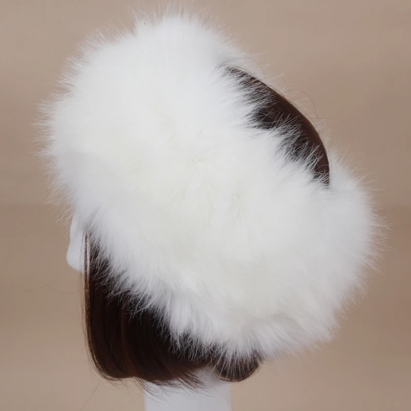 Winter Outdoor Thick Furry Hairband Faux Fur Plush Empty Top Women Beanie Hats Russian Caps Female Elegant Cold-Proof Snow Caps 260202