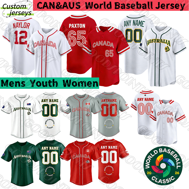 Team Canada World Baseball Classic Jersey 2026 Jameson Taillon James Paxton Josh Naylor Team Australia jersey Liam Hendriks Bazzana wbc jersey Baseball Jerseys