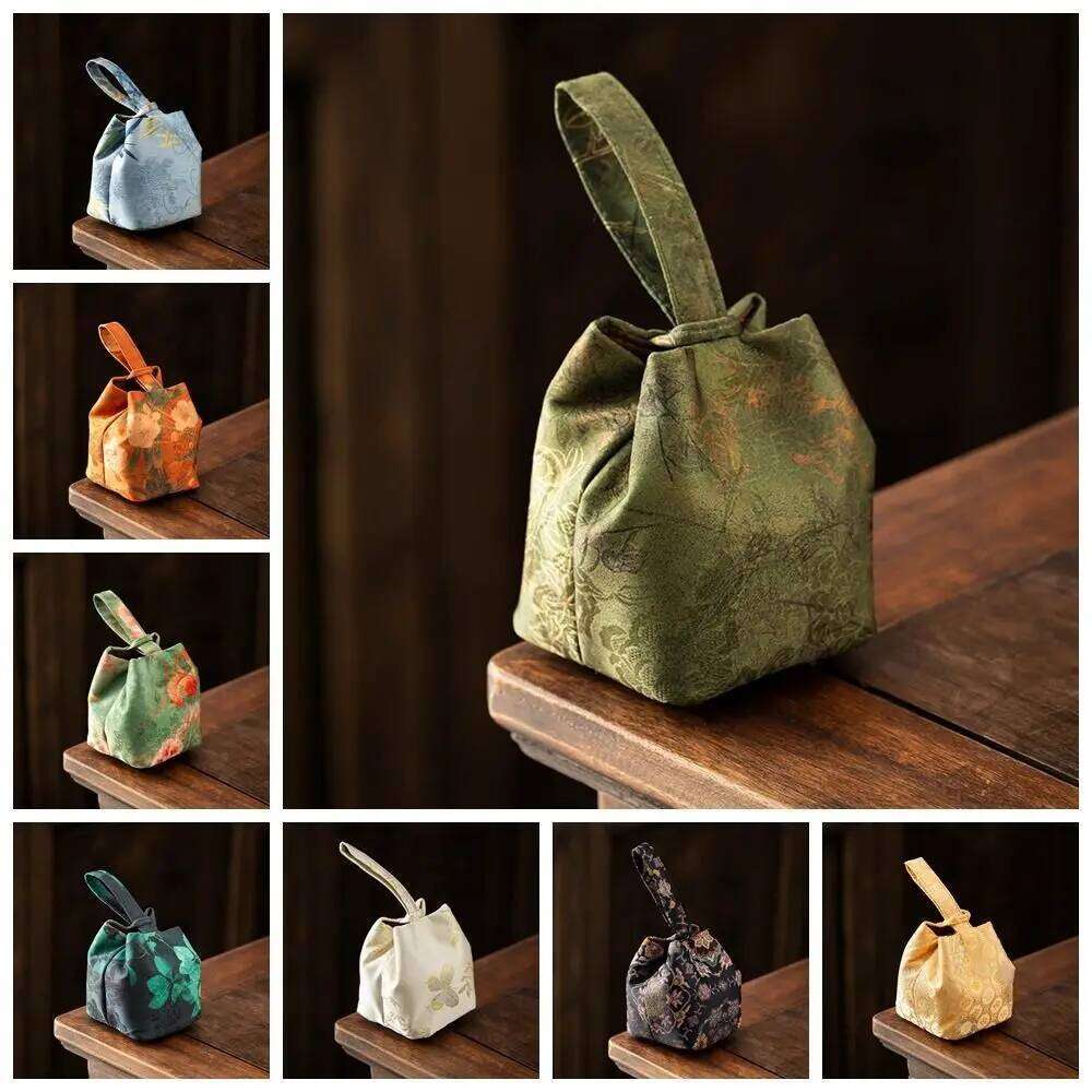 Chinese Style Teacup Drawstring Cloth Breakage-proof Print Small Item Pouch Portable Multifunctional Teaware Storage Bag ChicBag1113